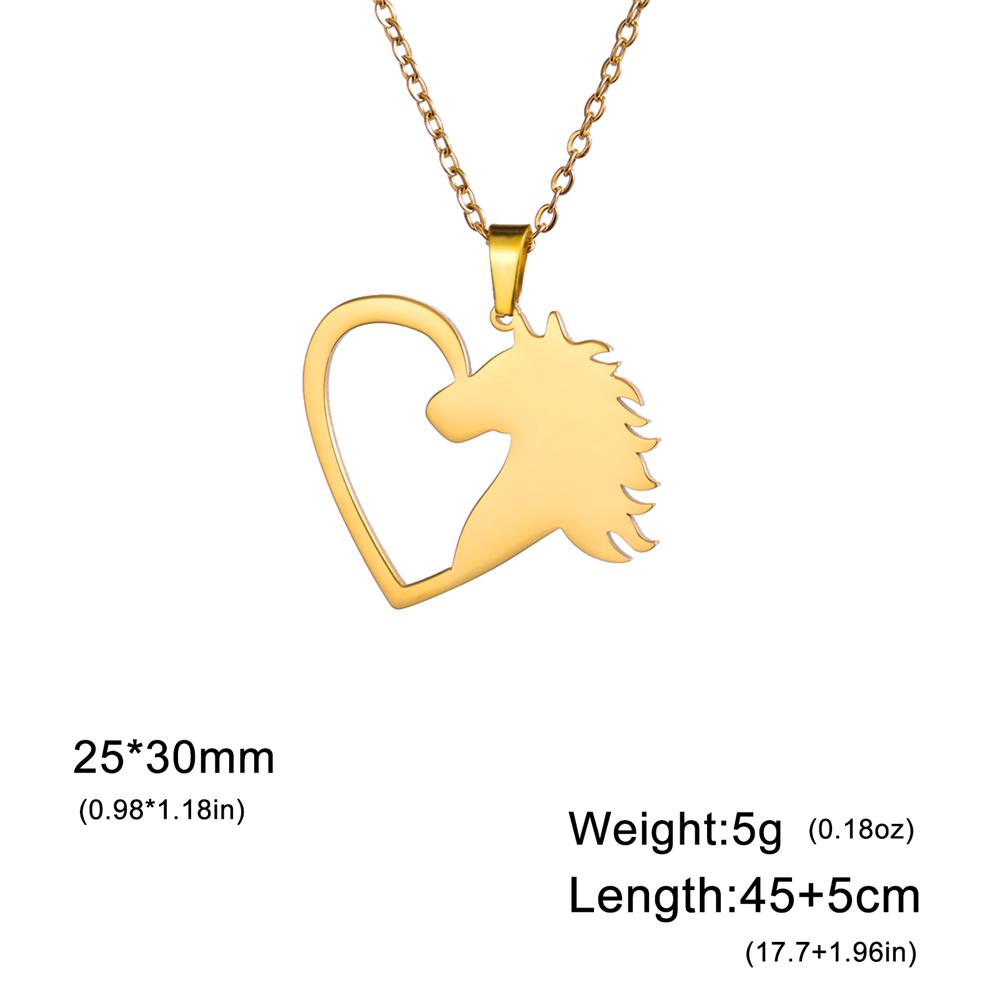 My Shape Running Horse Pendant Necklaces Women Men Stainless Steel Couple Love Heart Horse Animal Neck Chain Horse Lover Jewelry
