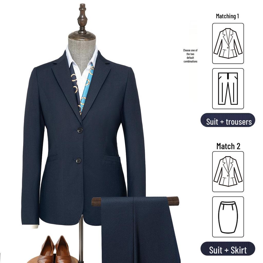 Navy Blue Women's Business Casual Suit Set for Professionals