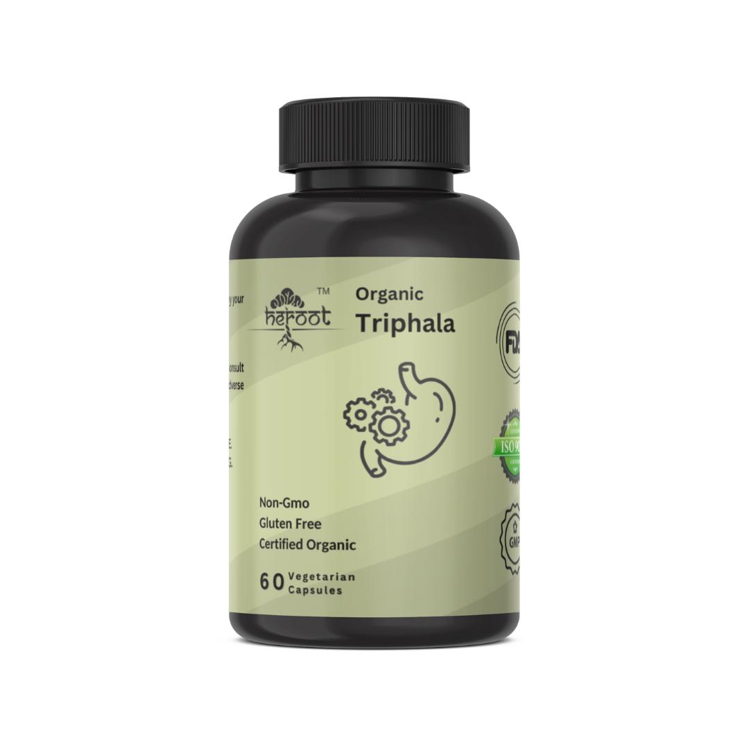 Heroot Organic Triphala 400mg Capsule Digestione sana, Pulizia del colon disintossicante