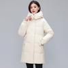 Brand down jacket women's winter new medium and long hooded warm thickened loose and thin solid color coat