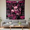Monster High Draculaura Tapestry Wall Hanging, Vampire Girl Magazine Poster, Cute Wall Decor for Bedroom Living Room Dorm