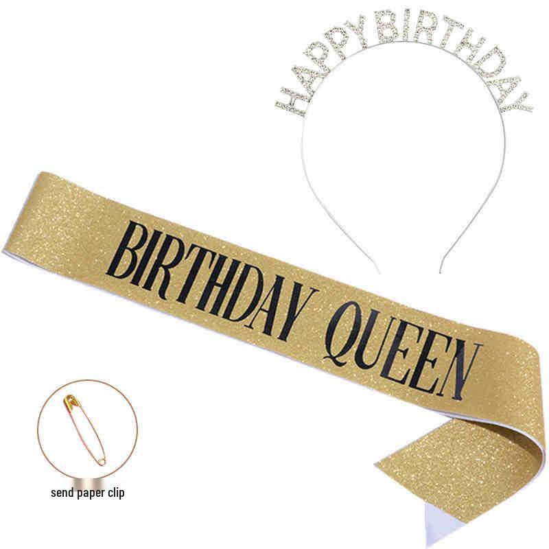 Hong Kong Style Birthday Queen Sash & Shoulder Strap for Photos