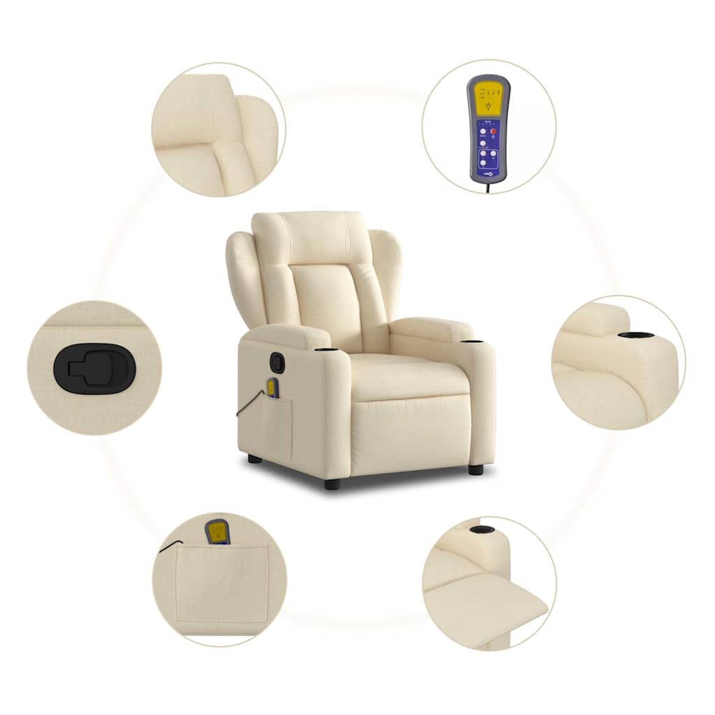 Massage Relax Chair Cream Colored Fabric