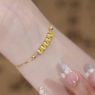 Bracciale con perline di transito Wufu Lingmen, nuovo lusso leggero, piccolo e popolare elettrolitico in oro 18 carati con quadrante rotondo in sabbia, accessori regalo
