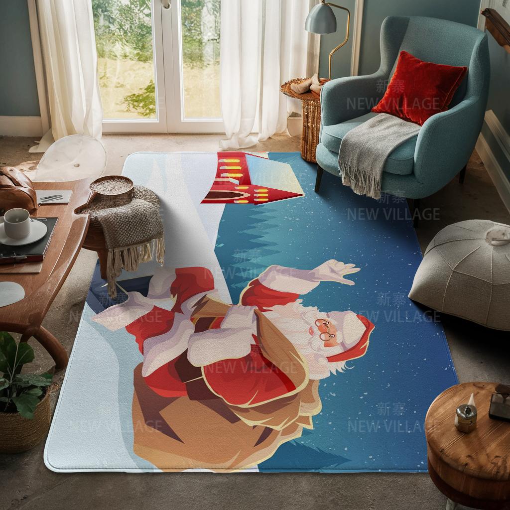 House Entrance Carpet Home Door Mat Living Room Bath Foot Bathroom Non-slip Water Absorption Rugs Bath Merry Christmas Winter