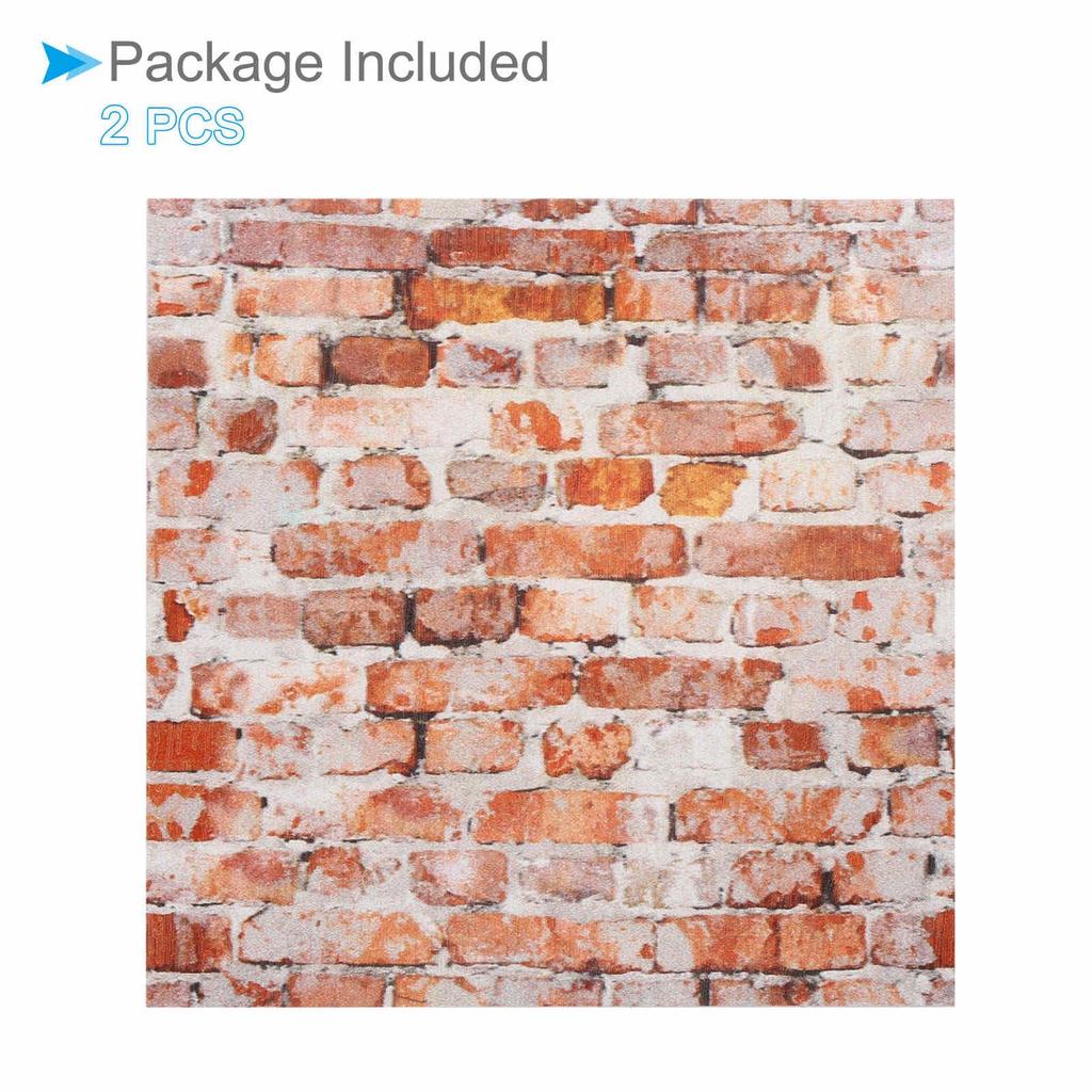 CoCud Dollhouse Flooring, 3.94" Square PU Self-Adhesive Miniature Brick Flooring, Peel and Stick (Red) - (Use: Dollhouse Decoration) Pack of 2
