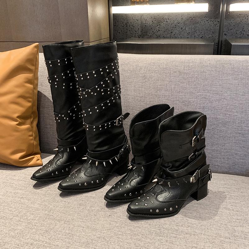 Cowhide version~ Minimalist style small square head wedge heel thin boots medium boots women's 2025 new versatile loose boots short boots