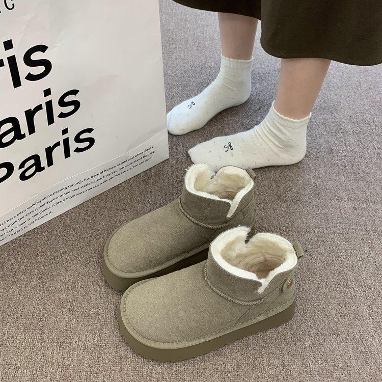 Thick-soled Snow Boots Women's Fur Integrated 2024 New Winter Sangpo Village Internet Celebrity Piled Thickened Northeast Cotton Shoes