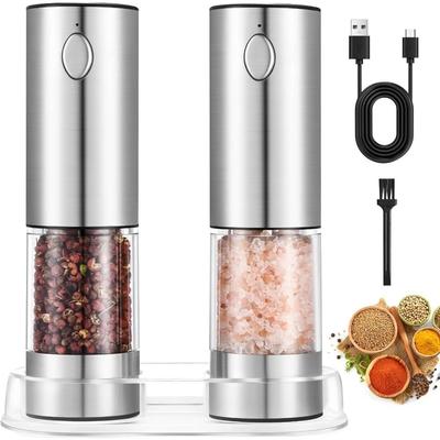 Einstellbarer Mahlgrad Elektrisches Salz- und Pfeffermühlen-Set USB Wiederaufladbar Große Kapazität Automatikmühlen