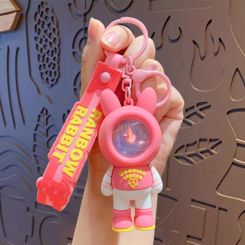 Cartoon Luminous Bunny Ambient Light Keychain Female Couple Schoolbag Pendant Car Bag Keychain Small Gift
