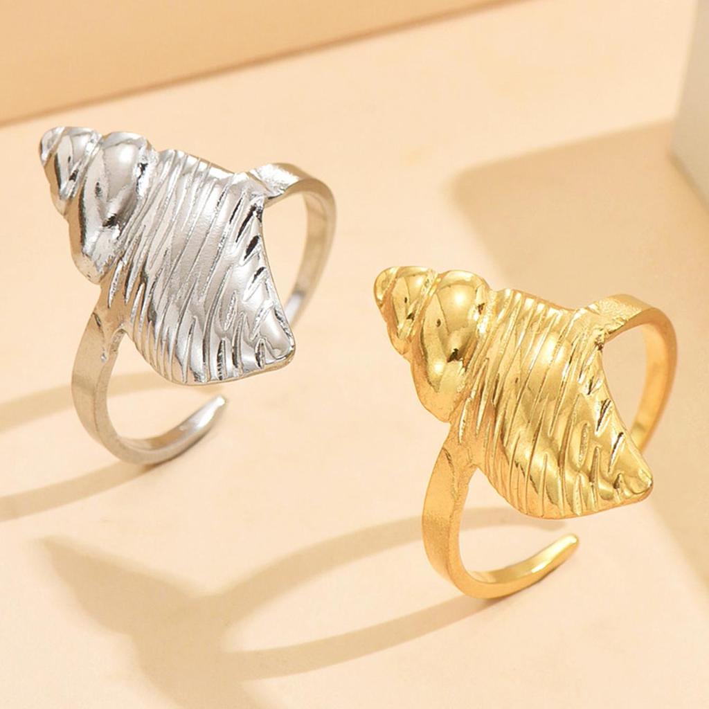 18K Gold Seashell Stainless Steel Ring - Casual Resort Ocean Series