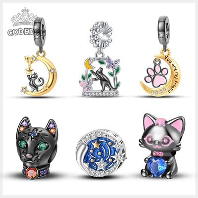 Copper-Plated Cat Series-Cat Friends Decorative Charms Suitable For Pan Snake Bone Bracelet Style Bead Women Jewelry Creation Latest In