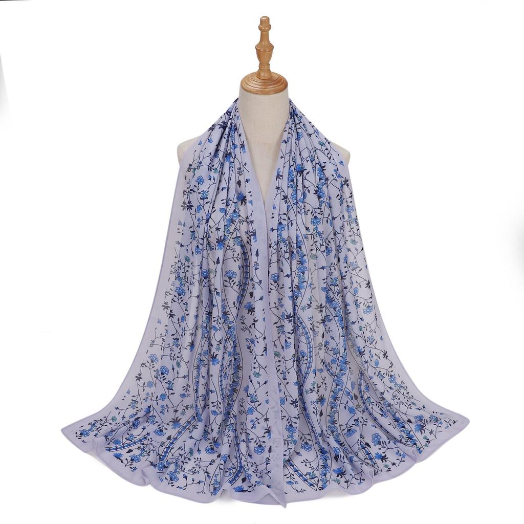 New Designs Printed Hijab Chiffon Scarfs For Women Scarves Muslim Fashion Turbans Malaysian Muslim Hijabs Wraps Ramadan Turban