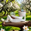 2025 NEW 3D Funny Lazy Guy Planter Pot Resin Succulent Resin Indoor Cute Character Smily Face Miniature Plant Cactus Outdoor Rocking Mini Man Little