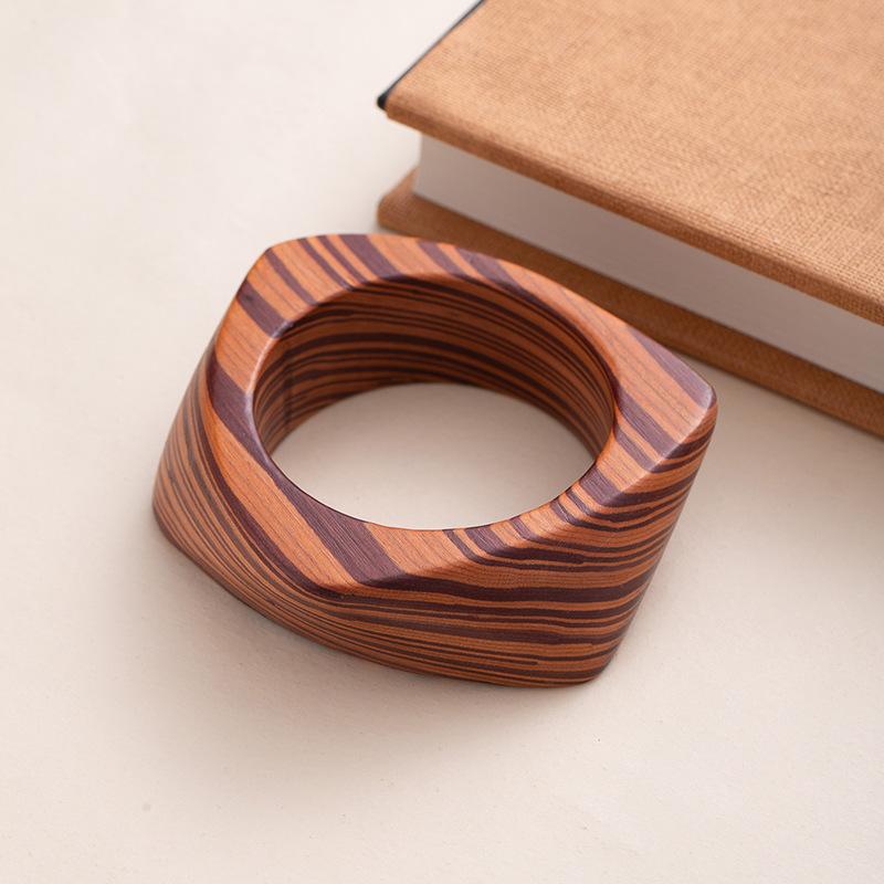 Wood Literary Bracelet Literary Retro Geometric Hexagonal Wood Bracelet Retro Ethnic Style Bracelet