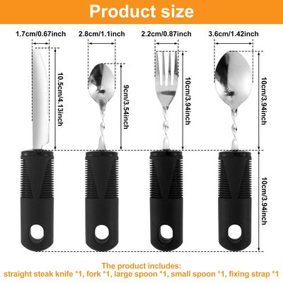 Couverts Handicapés Pondérés pour l'Alimentation Vaisselle pour Dîner Personnes Âgées Adaptative Cuillère Fourchette Vaisselle pour Manger Parkinson Outils de Cuisine