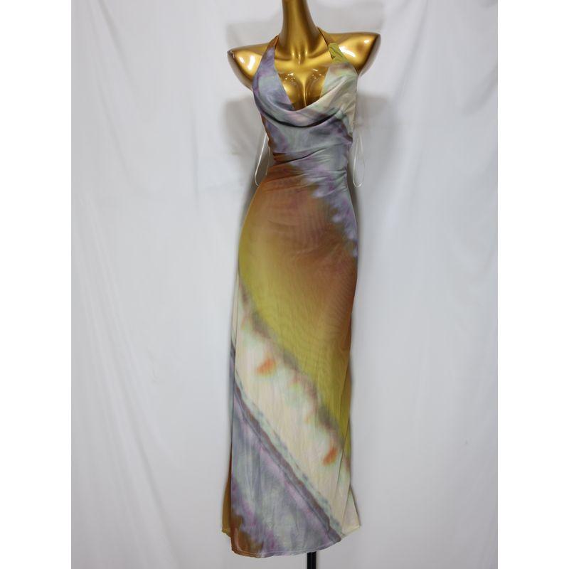 

Feicheng Women s Clothing Fashion Elegant Silm PR/VY Tie-Dyed Mesh Dress Sexy Slimming Dress 25 1 long 138 L