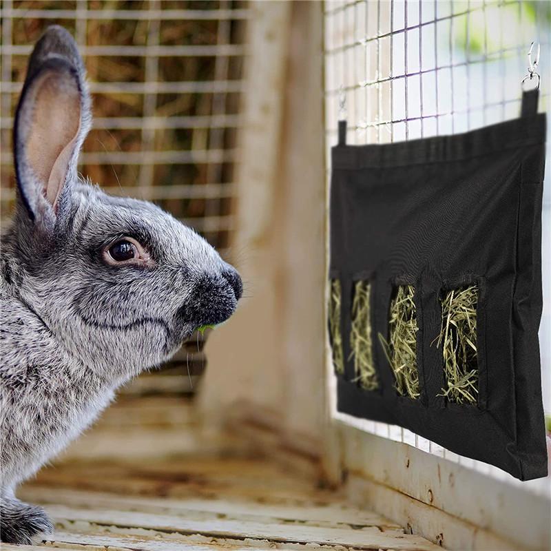 Hay Bag Hanging Pouch Feeder Holder Feeding Dispenser Container for Rabbit Guinea Pig Small Pet Animals Oxford cloth