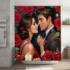 Romantic Rose Couple Artistic Waterproof Shower Curtain for Bathroom Decor, High-Quality Material and Easy To Clean