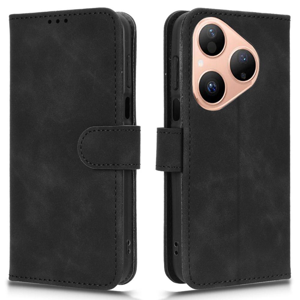 

For Huawei Pura 80 Leather Case Skin Feel Anti Drop Wallet Flip Phone Cover Black