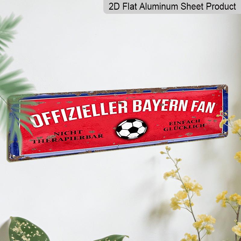 2D Flat, Bavaria Ventilator Decorative Metal Sign - 4.0x16.0inch Retro Football & Beer Design, Alumium Decorative Sign, Vintage Wall Art for Sports