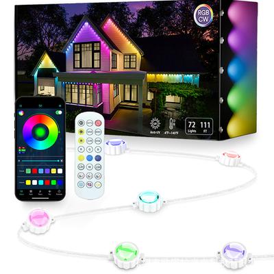 Permanent Outdoor Lights BT Connection 98FT with 72 LED Lights RGB Eaves Lights Button/App/Remote