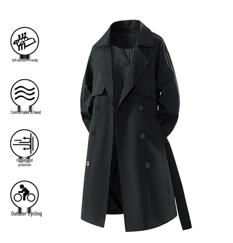 2026 Spring/Autumn Youth Trendy Double-Breasted Mid-Length Trench Coat