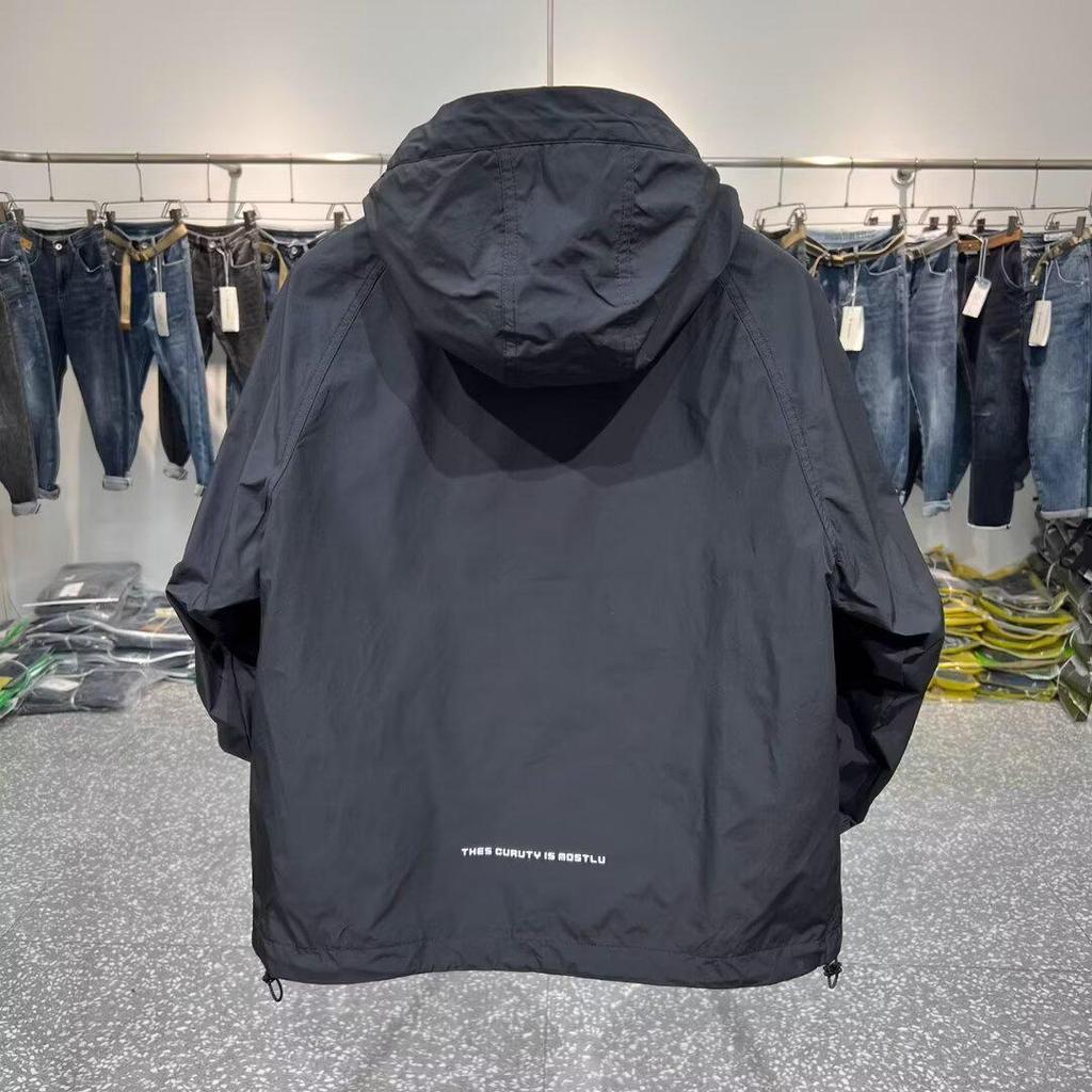 Men's Spring Windbreaker: Casual Loose Hooded Jacket with Big Zipper Pocket