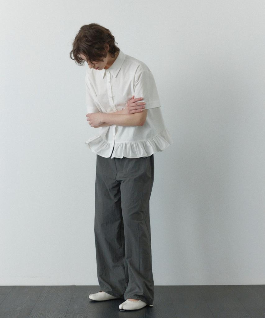 Okuka Oversized Frill Short Sleeve Shirt - White