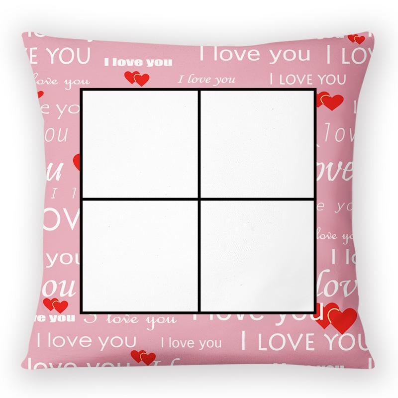 Custom Photo Pillow Case Diy I Love You Print Peach Skin Cushion Cover Valentine Gift For Couple Bedroom Sofa Decor 45X45