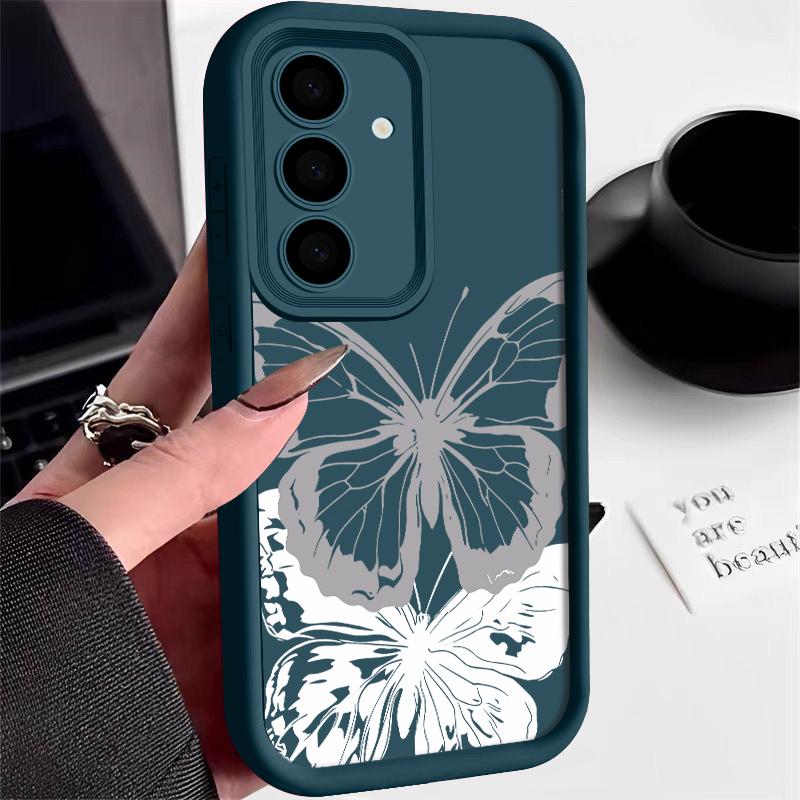 Cover con Stampa Farfalla Per Samsung S25 Ultra S24 FE S23 S22 A56 A36 A16 A15 A55 A35 Custodia per Telefono in TPU Morbido Opaco Antiurto