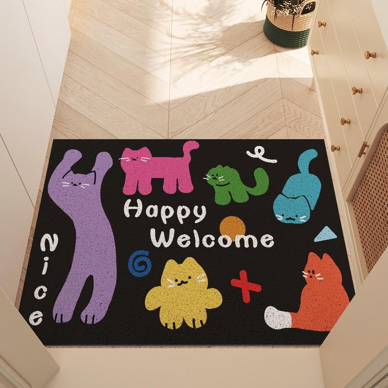 

Коврик для пола из проволоки круглой формы, устойчивый к пыли, грязи, износостойкий, режущийся, креативный ковер из ПВХ с цветным принтом в виде мультфильма для домашнего использования 40*60cm