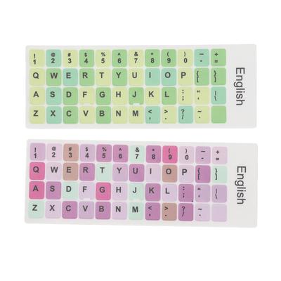 2pcs Keyboard Stickers Colorful English Language Dustproof Waterproof Coating PVC Material Computer Keycaps Stickers