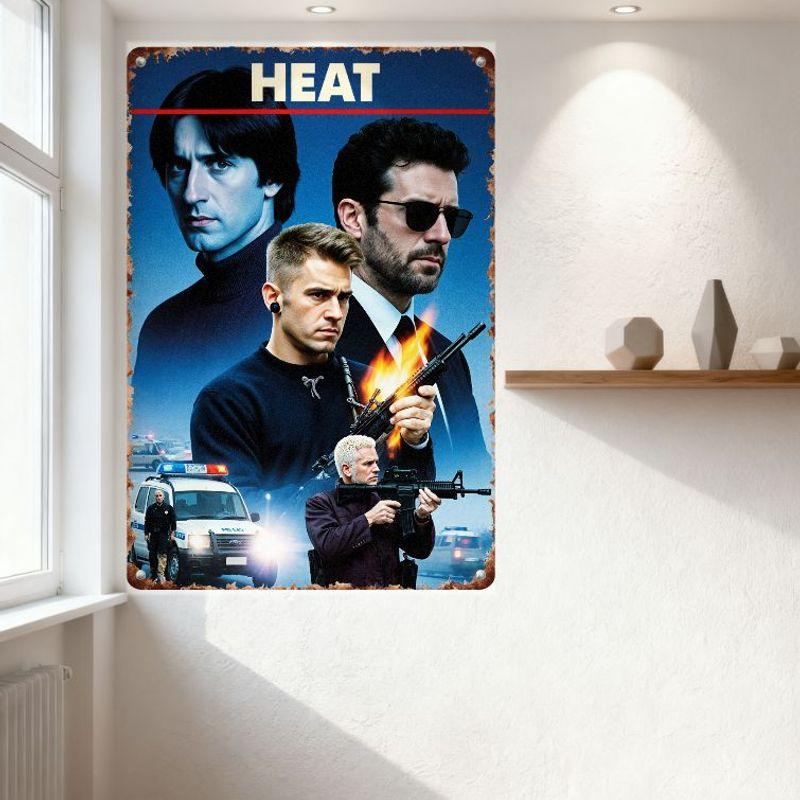 Vintage Rostig Metallskylt Heat Film Affisch Brottsdrama Konst Tennskylt för Man Cave Bar Hem Väggdekor