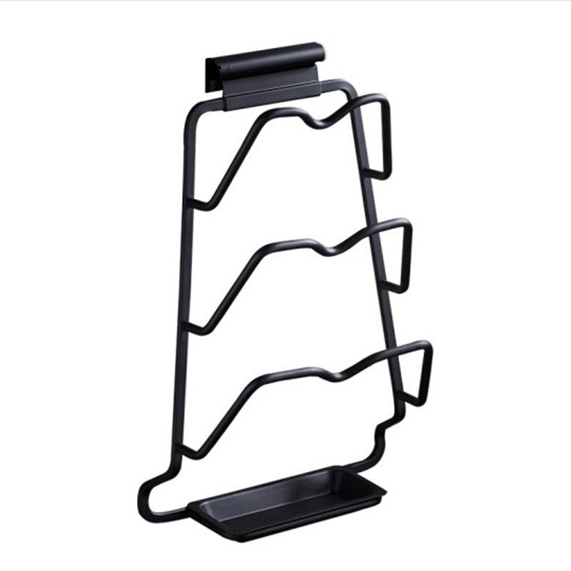 Rostfri väggmonterad grytlock- och skärbrädeorganisatör med vattenuppsamlingslåda