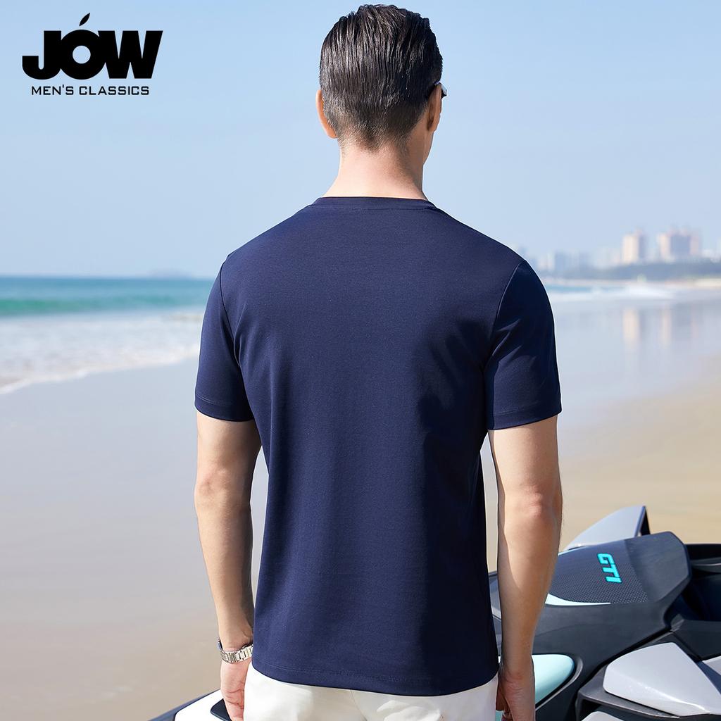 Summer Round Neck Short-Sleeved T-Shirt with Mulberry Silk