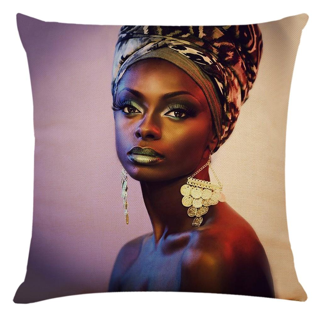 Home Decor Fashion Afro Black Women Girls Sofa Pillowcases Bedroom Living Room Decor Cushion Covers