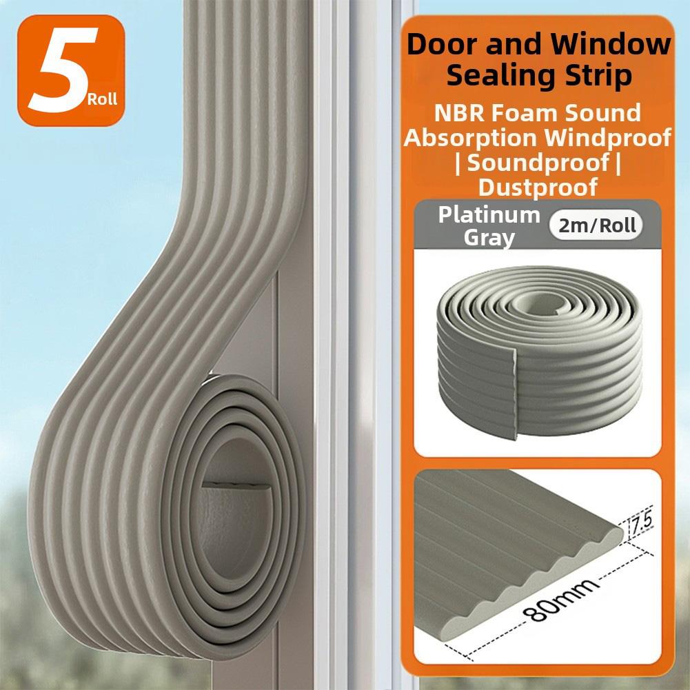 5pcs Doors Or-Windows Sealing Strip 2m For Drafts,Reducing Noise,Protecting-Collisions Soundproof Self-Adhesive Sealing Strips