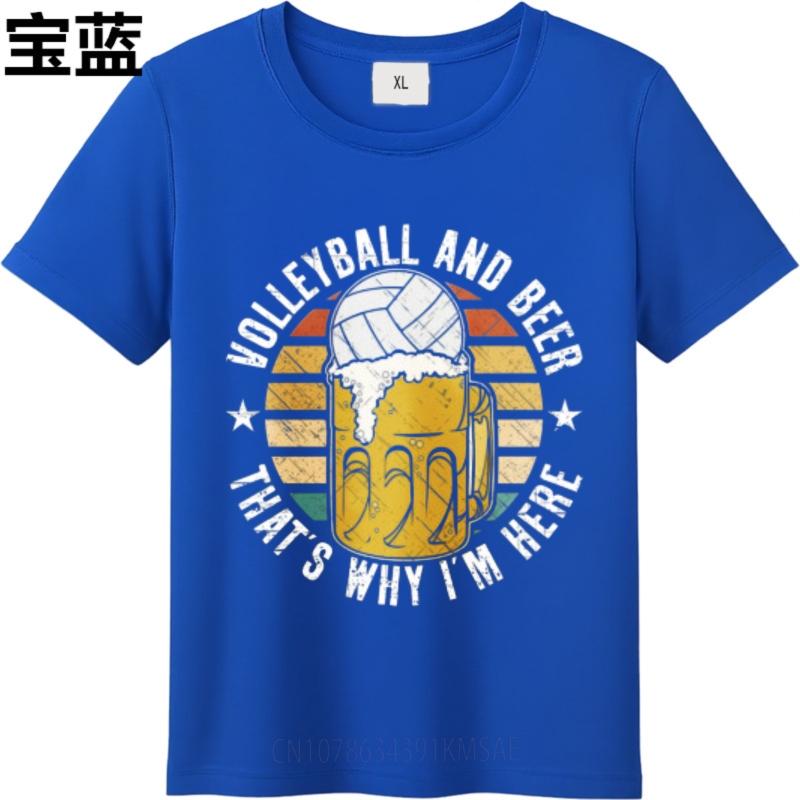 Street Wear Unisex O Neck T Shirt Streetwear Volleyball And Beer Thats Why Im Here Anime Unisex Tops Unisexs Tshirt Essential Tee