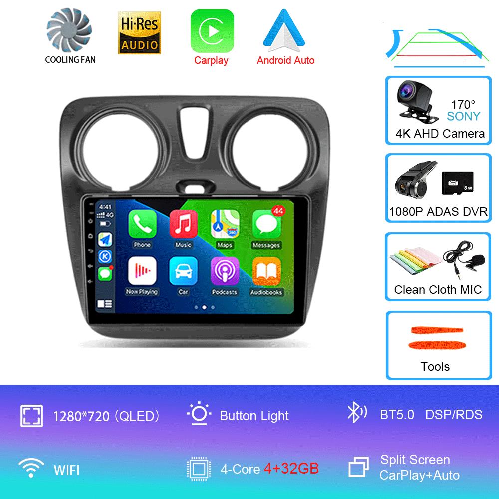 Android 14 Video Playe Carplay Auto WIFI+4G For Renault Lodgy Dacia Dokker 2012-2020  Car Radio Multimedia Navigation GPS Stereo