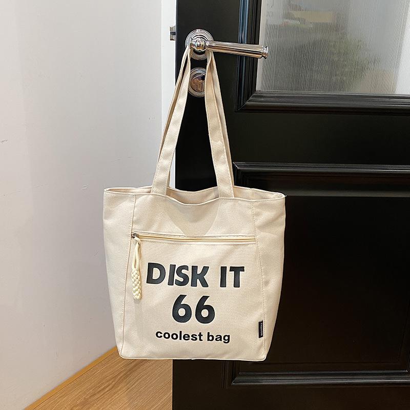 

Студенческая сумка через плечо из холщовой ткани, женская, большой вместимости, новая, 2025, повседневная, универсальная, тканевая сумка-тоут one size fits all белый