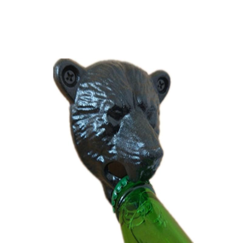 1KS lebka prase Medvěd Psí hlava otvíráky na láhve Litina Nástěnný otvíráky na víno pivo