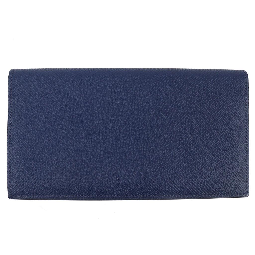 Great HERMES Bifold Wallet MC2 Fleming Bifold Wallet Purse Navy Epsom Leather Used