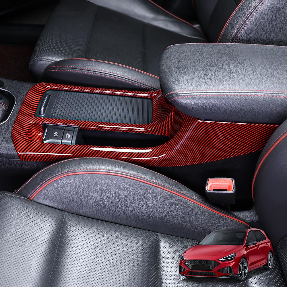 EEJQ9 LHD/RHD For Hyundai I30 2024 2025 Car Tuning Carbon Fiber Red Front Row Water Cup Frame Trim Interior Replacement Parts