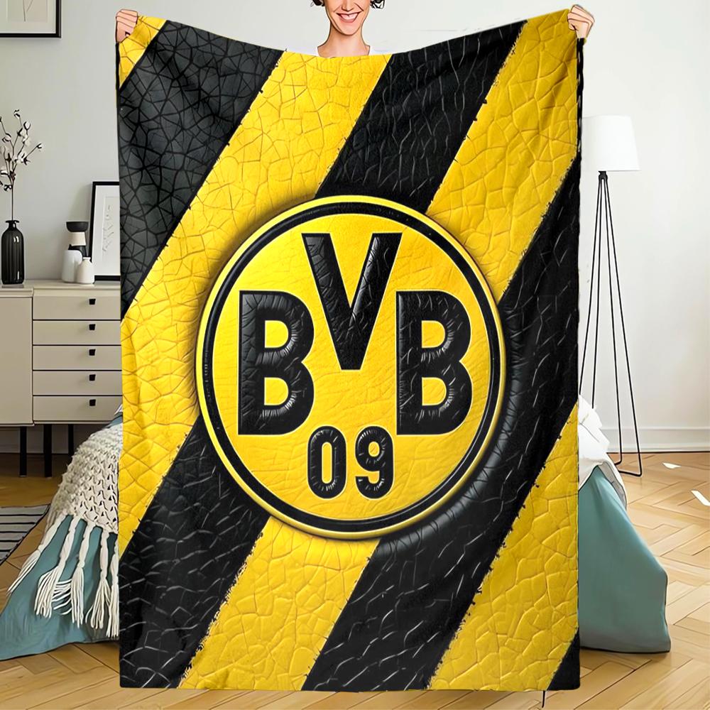 Borussia Dortmund Thema Bedruckte Decke - Perfekt für Sofa, Bett, Reisen & Outdoor-Nutzung | Maschinenwaschbar, Gemütlich & Langlebig.