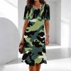 Women's Classic Leopard Print Short Sleeve Round Neck Midi Dress Loose Casual A Line Daily Wear Dress