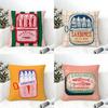 Cute Coastal Charm SardineS Pillow Case Natural Linen Organic Fabric Double-Sided Printing Sofa Home Decor Cushion Cover