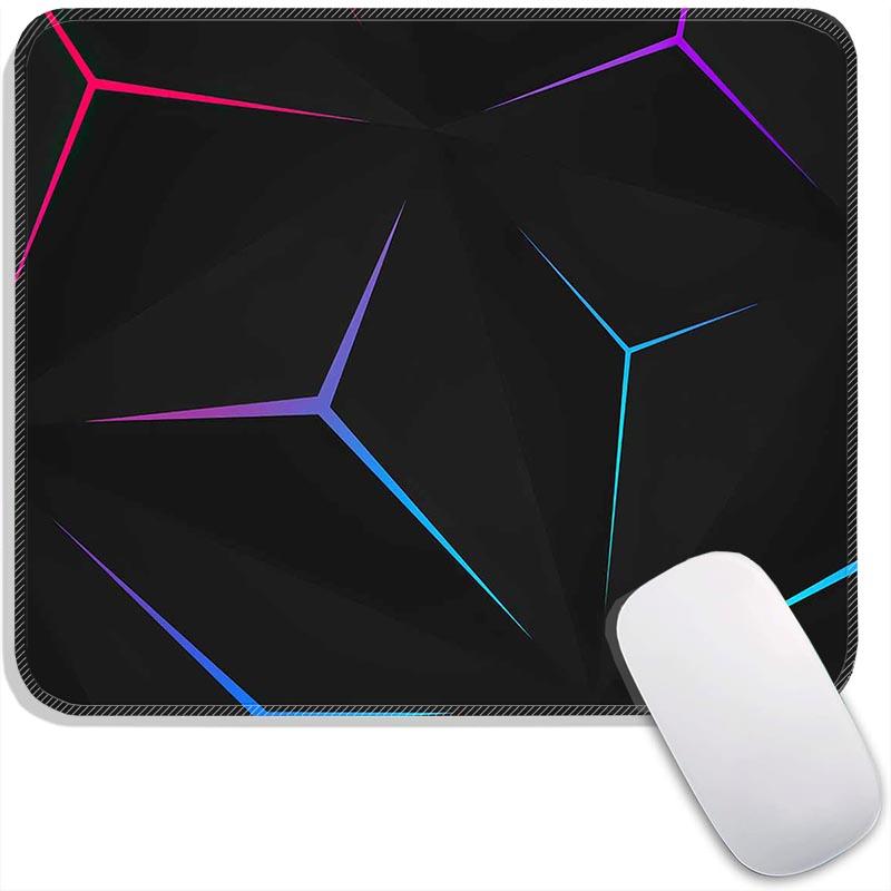 Geometric Standard Anime Mouse Pad Hexagon Edge Stitched Small Gaming Mousepad Travel Mouse Mat Non-Slip Office Mousemats