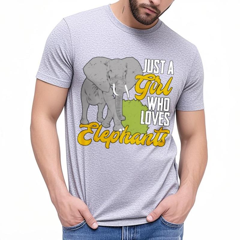 Everyday Tee New Arrived Boys Crew Neck Tshirt Streetwear Just A Girl Who Loves Elephants Stylish For Unisex Tops Breathable Tee