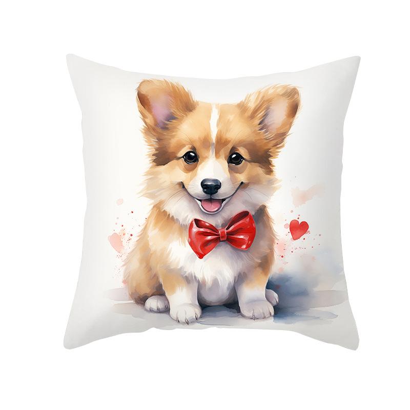 Valentine's Day Love Animal Cushion Cover Cute Pet Cute Puppy Print Sofa Cushion Cover New Cushion Cover